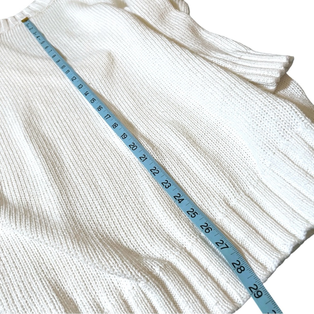 Vintage V Neck Paul Et Duffier White Cotton Ramie Deep V-Neck Knit Sweater Sz L - Picture 12 of 12